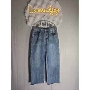 Maxi Front-Slit Denim Skirt Womens 8 Western Casual Fall Boho Winter Chic Indie